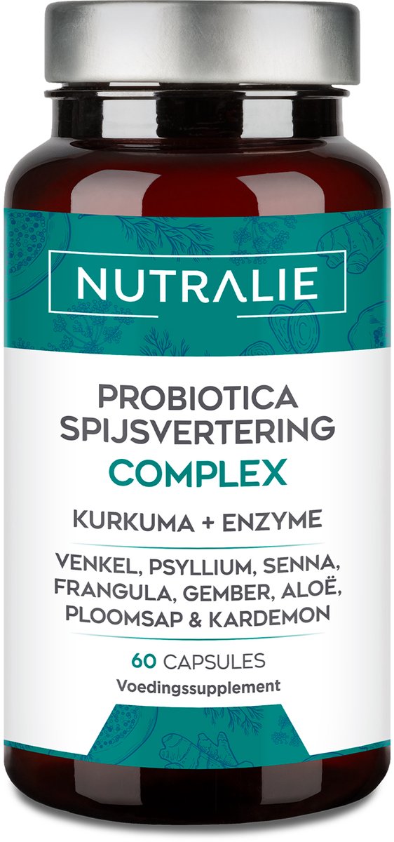 Nutralie Digestive Complex - 60 Capsules - Spijsvertering Supplementen - Mannen en Vrouwen - met Kurkuma, Enzymen, Venkel, Psyllium & Senna