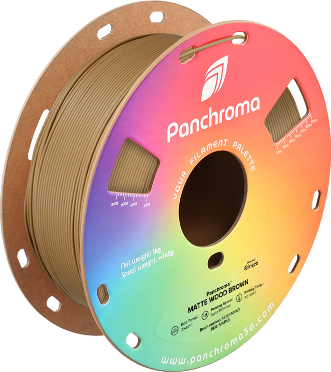 PLA MATTE 1,75mm WOOD BROWN 1kg POLYMAKER PANCHROMA PolyTerra 3D FILAMENT