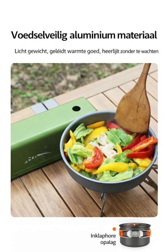 Nood kookset - pannenset 9-in-1 - PFAS-vrij - lichtgewicht aluminium - 2-3 personen — afbeelding 4