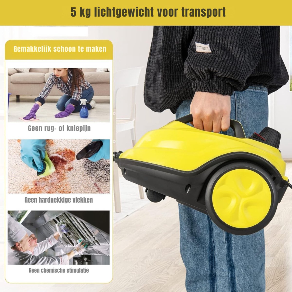 Aurixi® Stoomreiniger vloer - Stoomreiniger - Stoomreinigers -Geel - 48cm x 36cm x 33cm