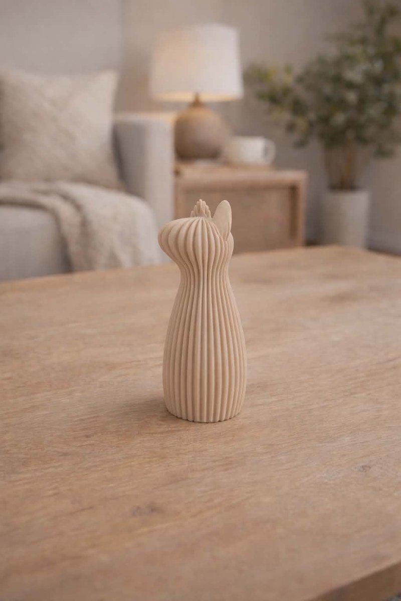 Moderne 3D Hond Decoratie - Beige - Huisdier - Ribbel - 3d - 3d geprint - PLA - Rona Design