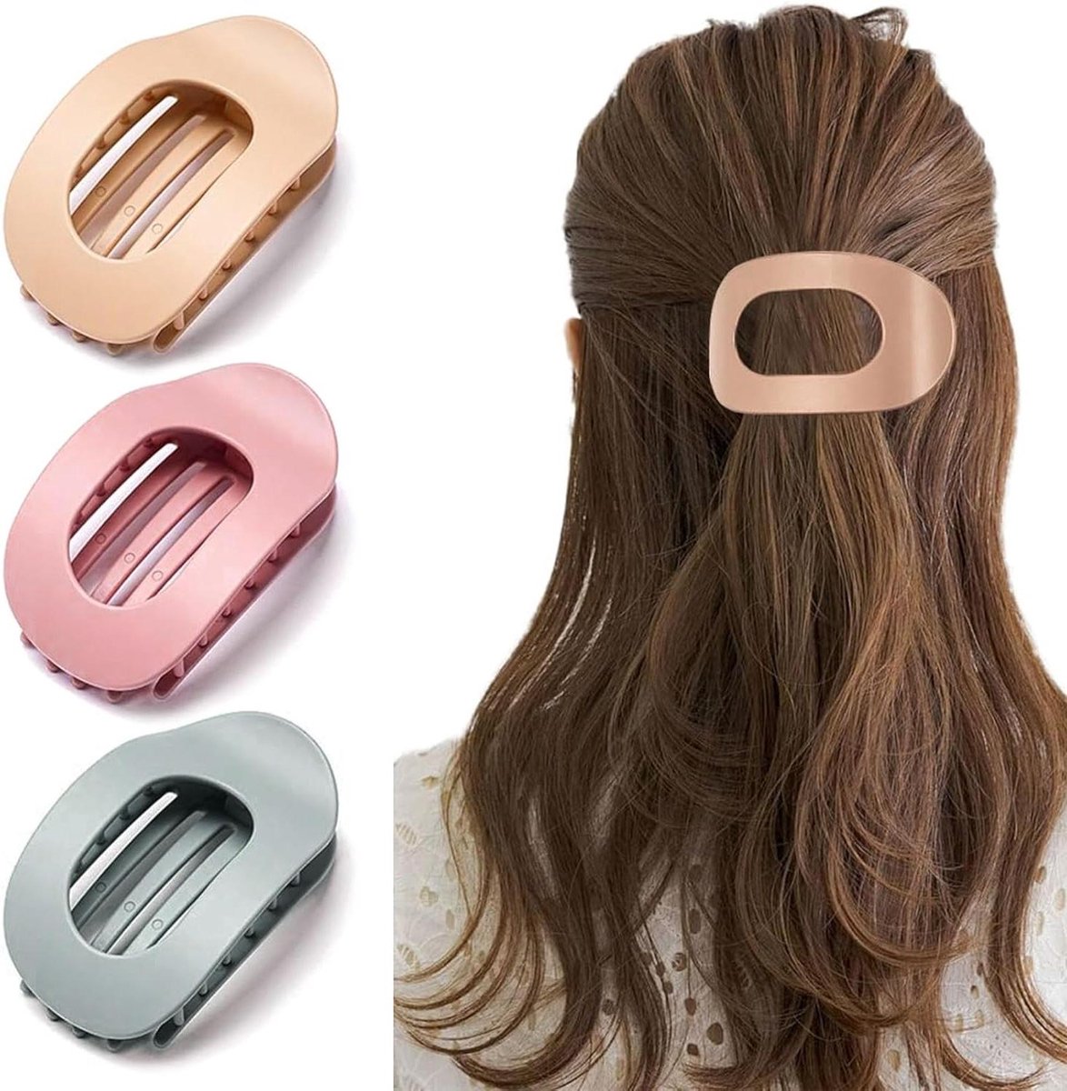Haarclips voor dik en dun haar - Set van 3 eendensnavelvormige matte haarklemmen