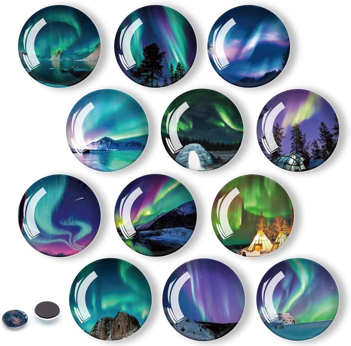Kleurrijke glasmagneten voor koelkast, 12 stuks, decoratief, keukenaccessoire