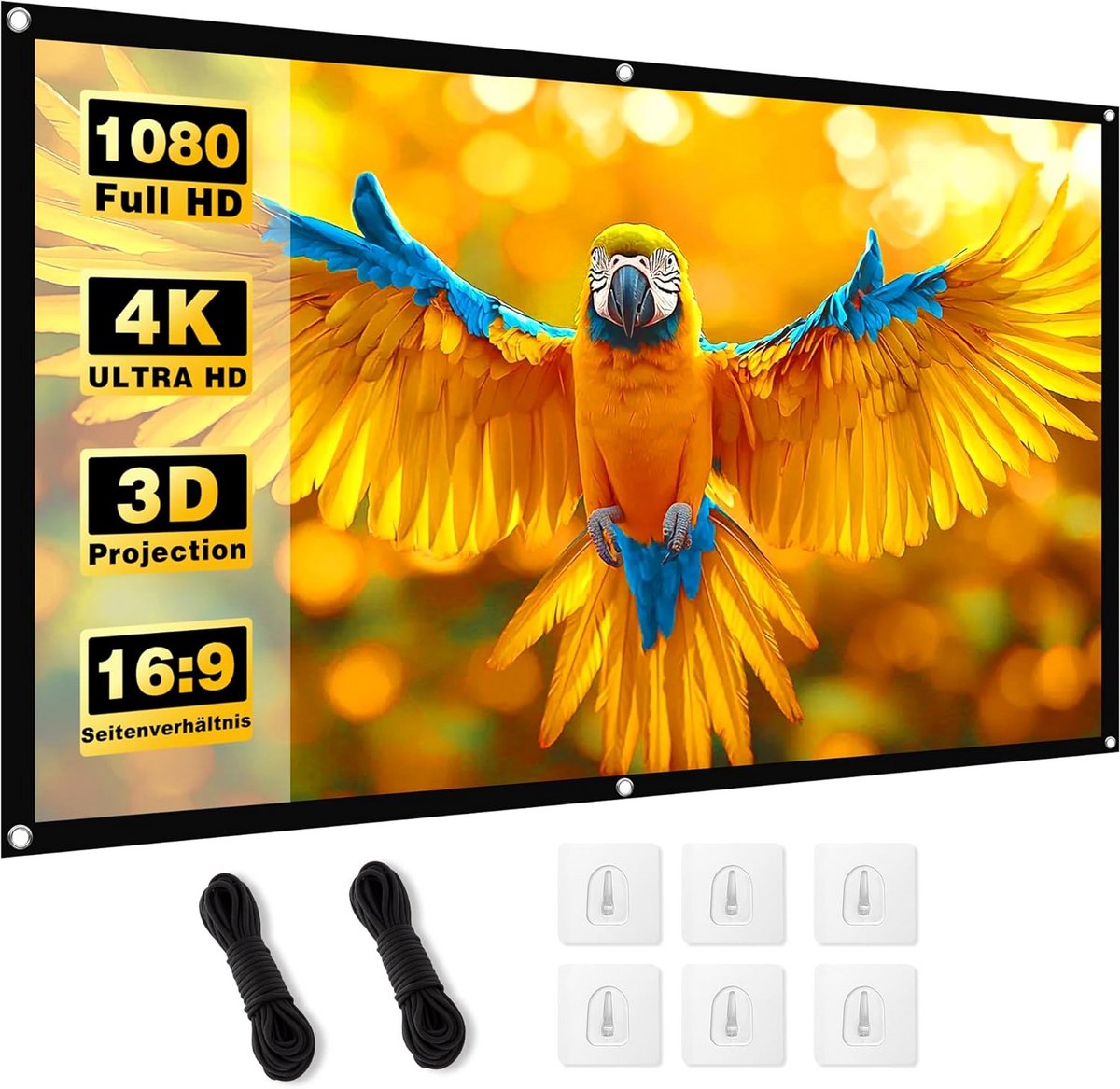 Projectiescherm 100 Inch HD 16:9 - Draagbaar Vouwbaar Scherm Buiten en Binnen