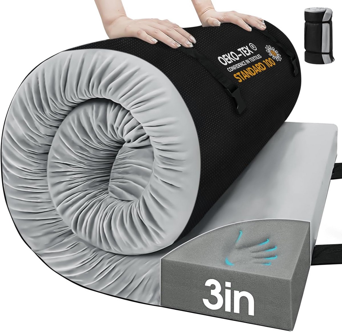Comfortabel 7,5 cm Traagschuim Slaapmat voor Kamperen en Reizen