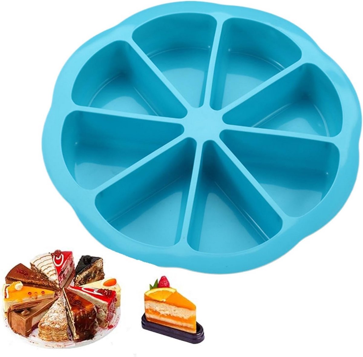 Silicone Bakvorm Driehoekjes - Vorm voor 8 Taartpunten, Cheesecake of Muffins - 24 cm