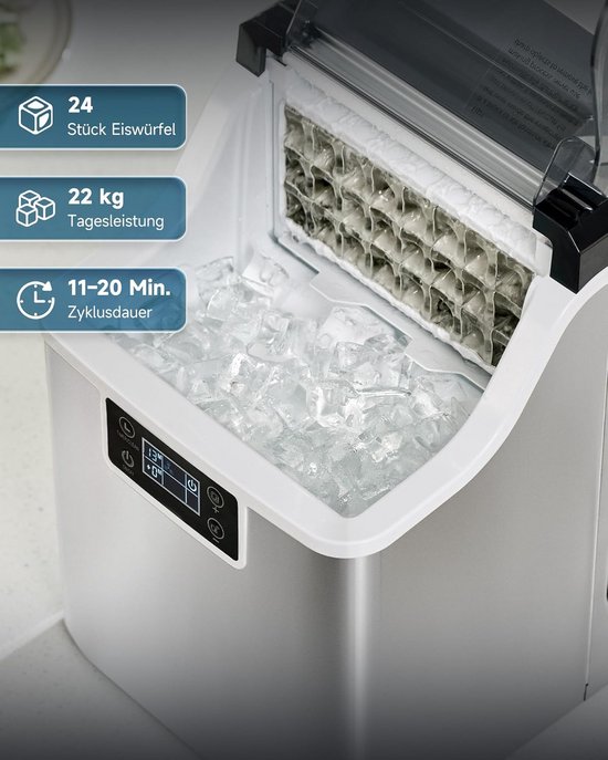 IJsblokjesmachine RVS 22 kg/24u met Zelfreiniging - Compact Tafelmodel — afbeelding 2