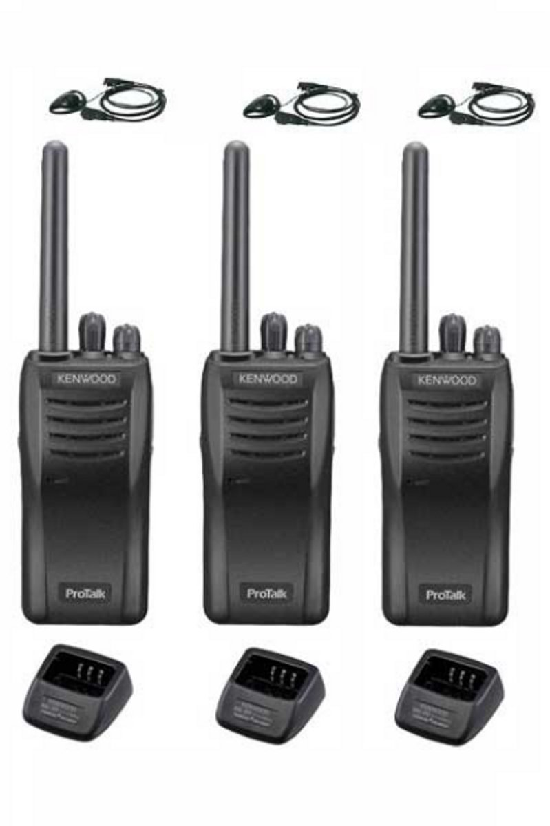 Set van 3 stuks Kenwood TK-3501 met D-shape oortje en tafelladers