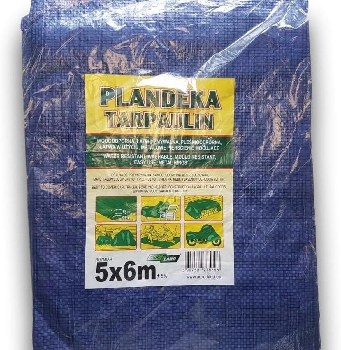 Waterdichte Tarp 5x6m Tuindoek met Ringen - Zon- en Regenbestendige Afdekzeil voor Tent, Camping en Buitenactiviteiten