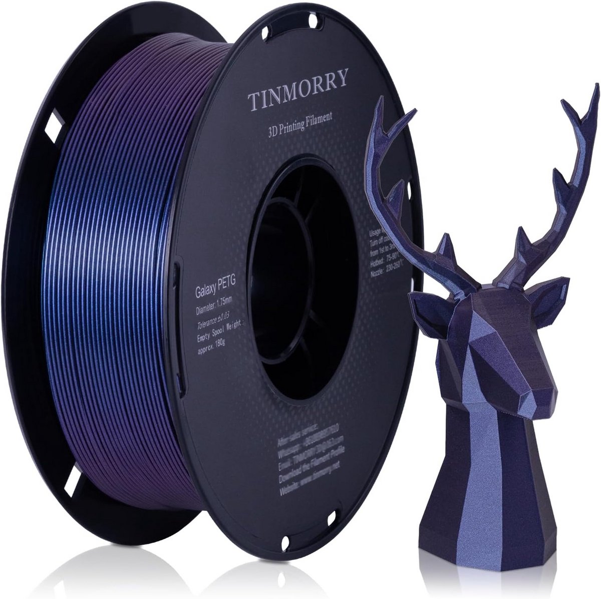 PETG Filament 1.75mm 1kg voor 3D Printer, UV-bestendig en Robuust, Kleur Galaxy Jewelry Blauw