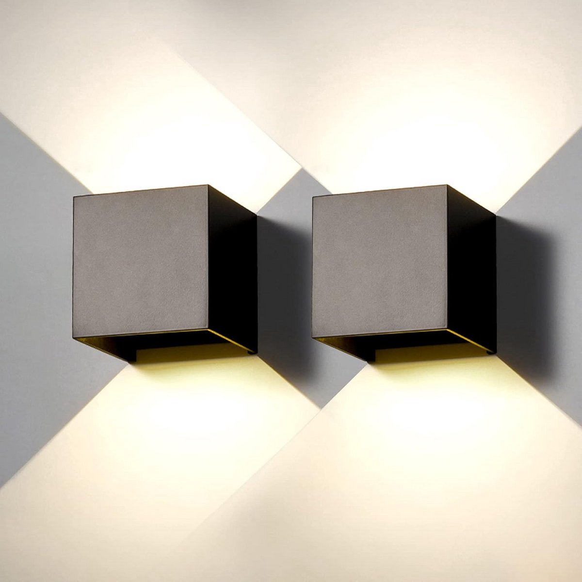 Vierkante LED Wandlamp Zwart Met Instelbare Lichtbundel IP65
