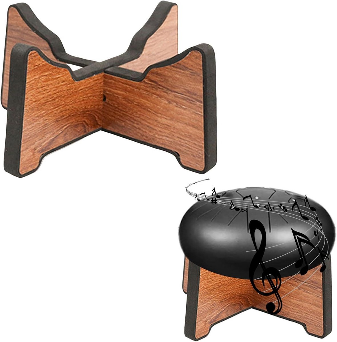 Houten Standaard voor Handpan, Stalen Tongtrommel en Snaartrommel – Instrument Display