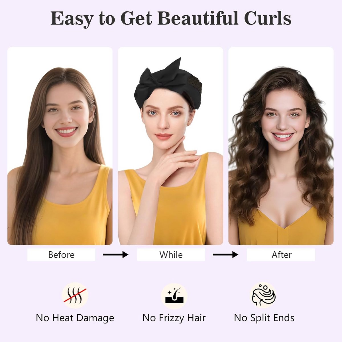 Heatless Curls Set: 6x Krulspelden zonder Hitte voor Zachte Krullen 's Nachts