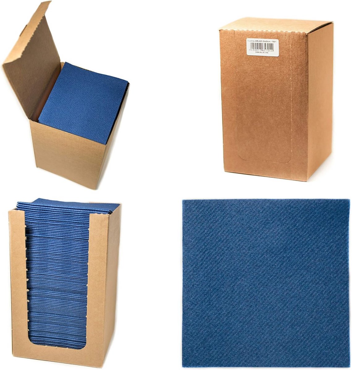 Luxe Airlaid Cocktail Servetten 20x20cm Donkerblauw - 100 Stuks