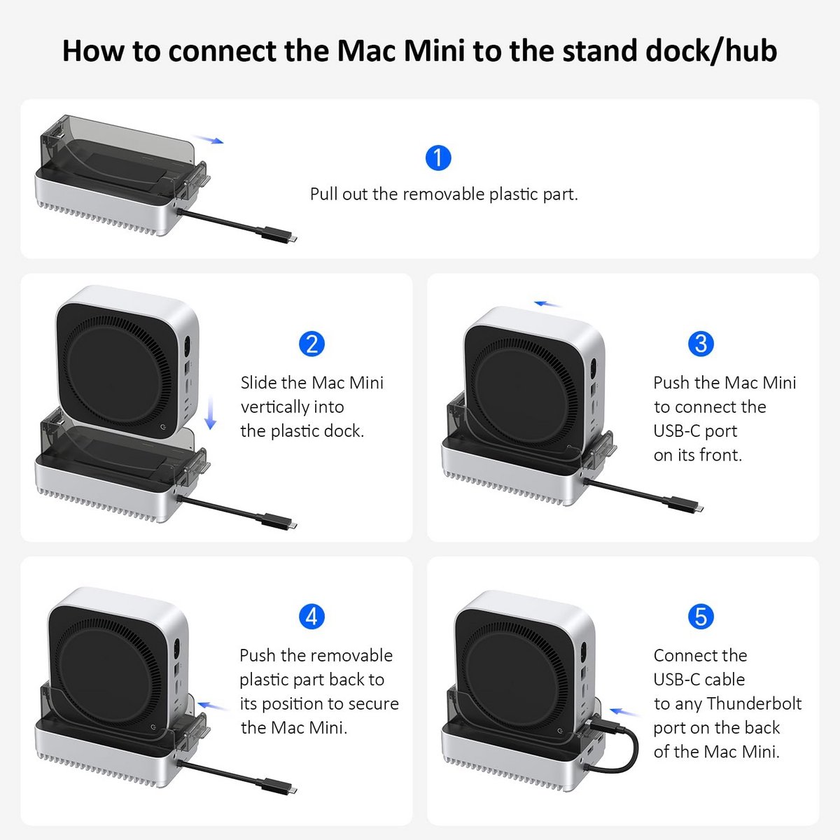 M4 Mac mini Dock Stand met USB4 40Gbps, Thunderbolt 4/5, M.2 NVMe SSD Enclosure en SD 4.0 Card Reader thumbnail 3
