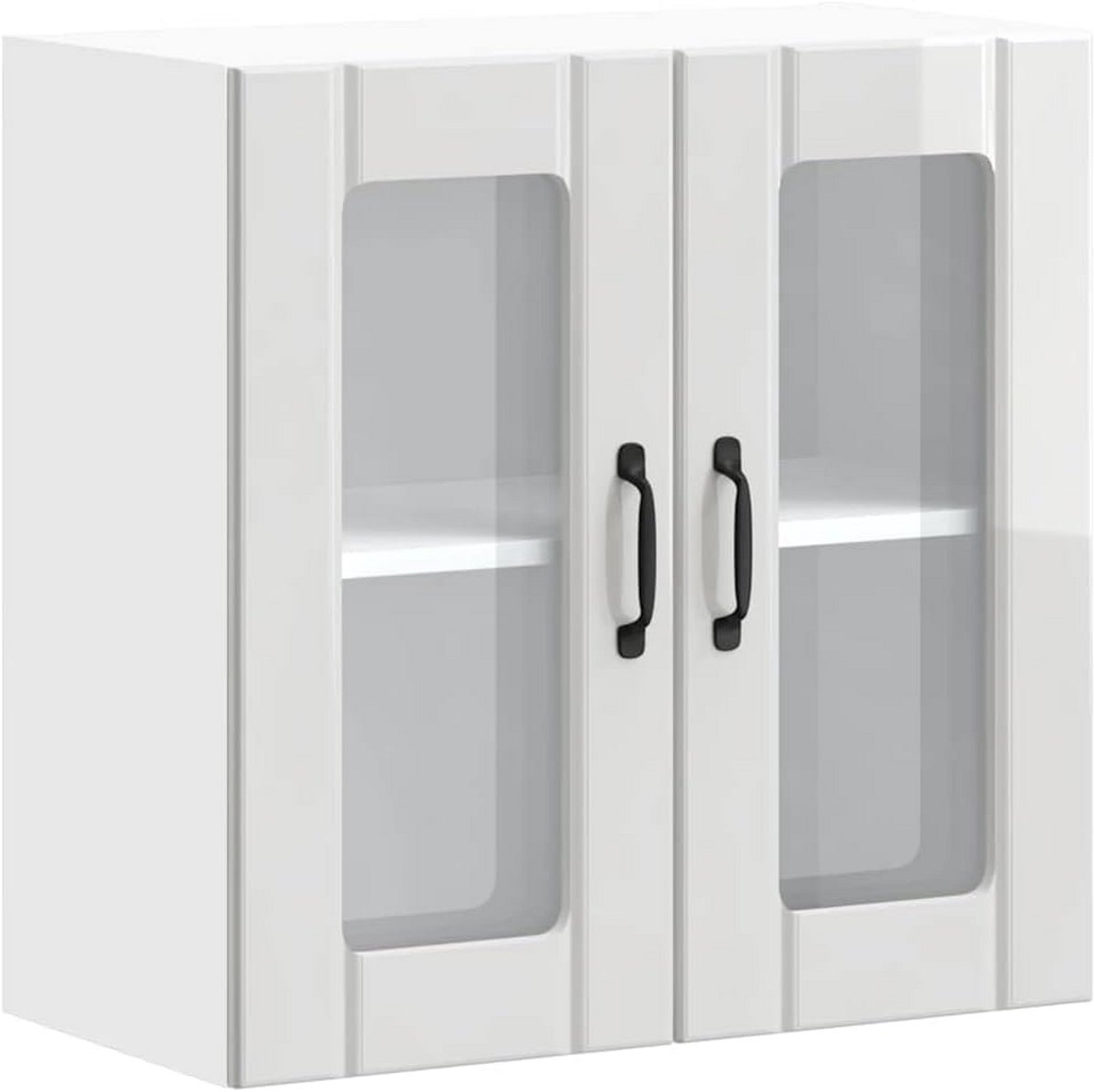 Keukenkast met glasdeur - glanzend wit