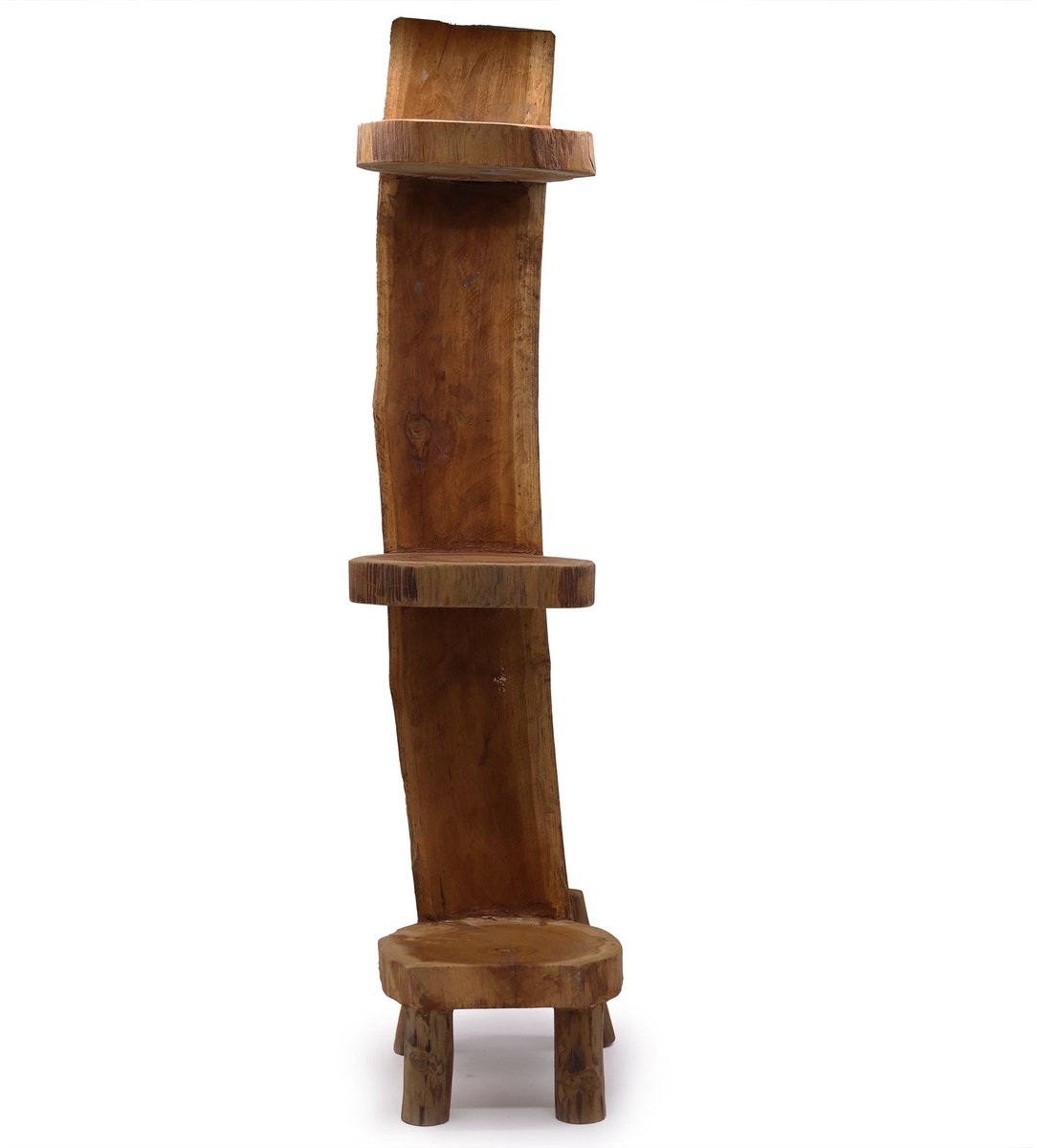 Ancient Wisdom - Wandrek - Teakhouten plankenrek 100 cm hoog multicolor - wandplank - muurplank - opslagoplossing - houten rek - interieurdecoratie