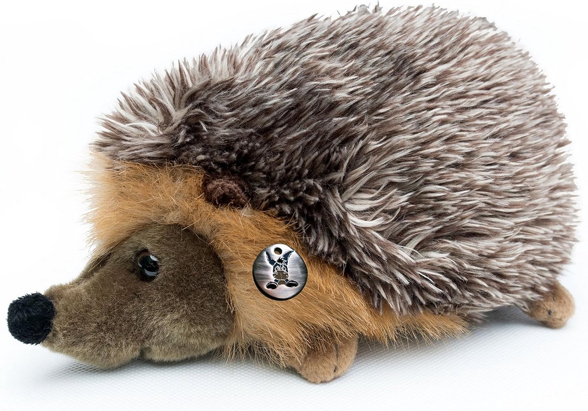 Zacht Pluche Egel Knuffeldier Wit en Grijsbruin - 16 cm