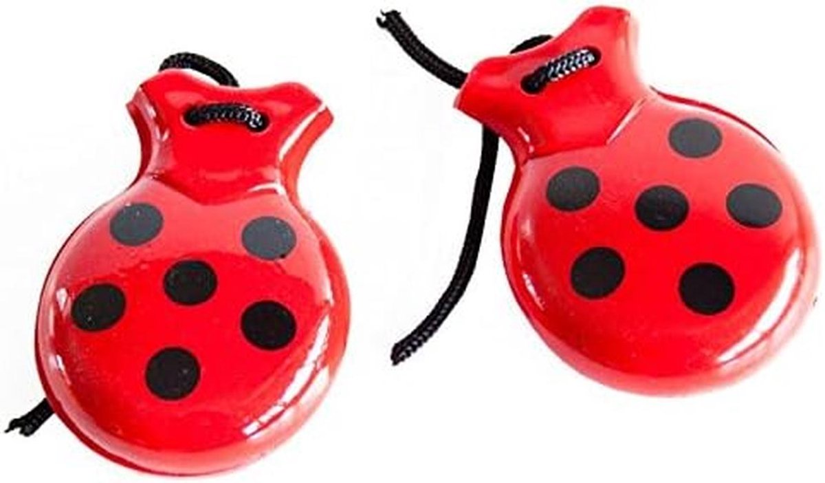Spaanse Castagnetten Rood met Zwarte Stippen Vuurrode Percussie