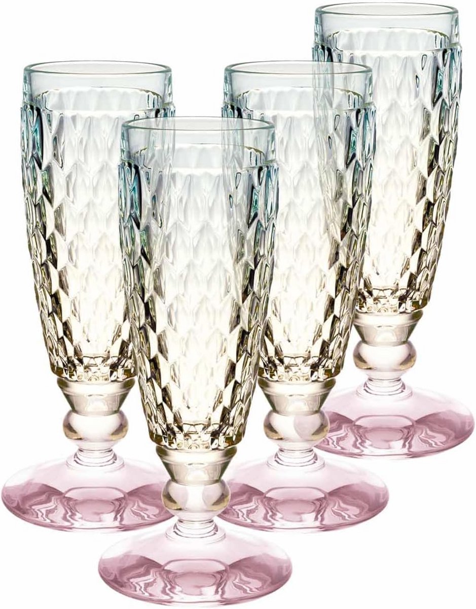 Set van 4 Gekleurde Champagneglazen - Elegante Kristallen Proseccoglazen