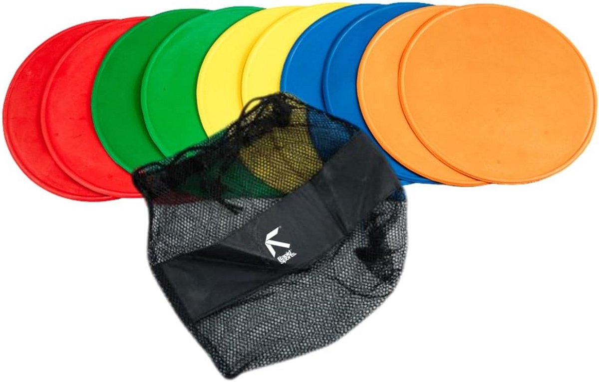 Set van 10 Platte Ronde Disc Markers Rubber Antislip voor Sporttraining Binnen en Buiten