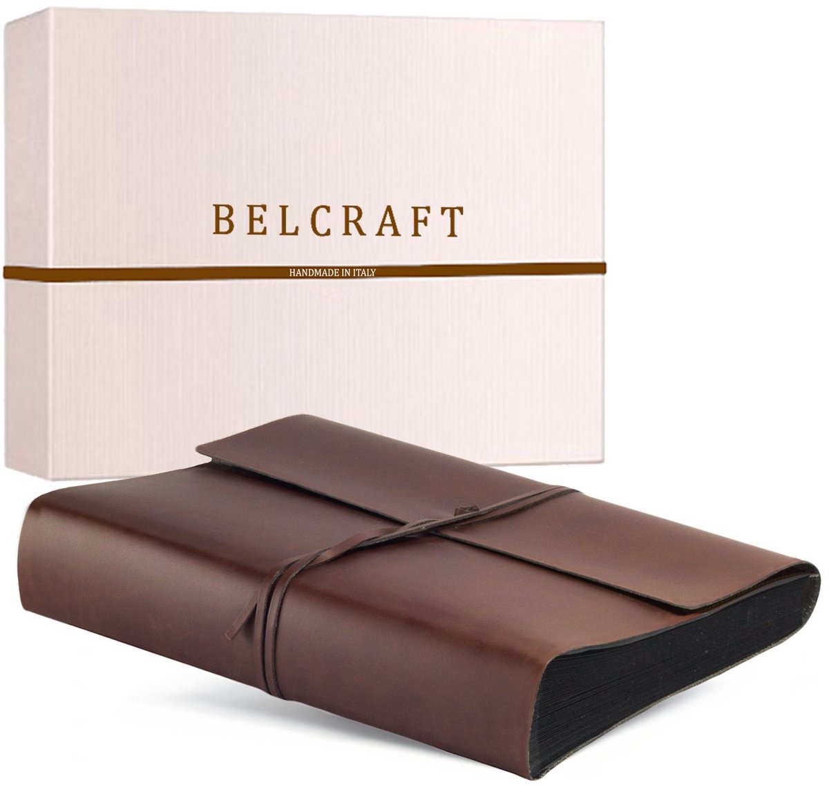 Fotoalbum Gerecycled Leer A4 23x30 cm Bruin - Handgemaakt - 100-200 Foto's - Zwart - Incl. Geschenkdoos