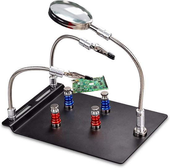 Magnetische derde hand met vergrootglas voor modelbouw en elektronica | bol