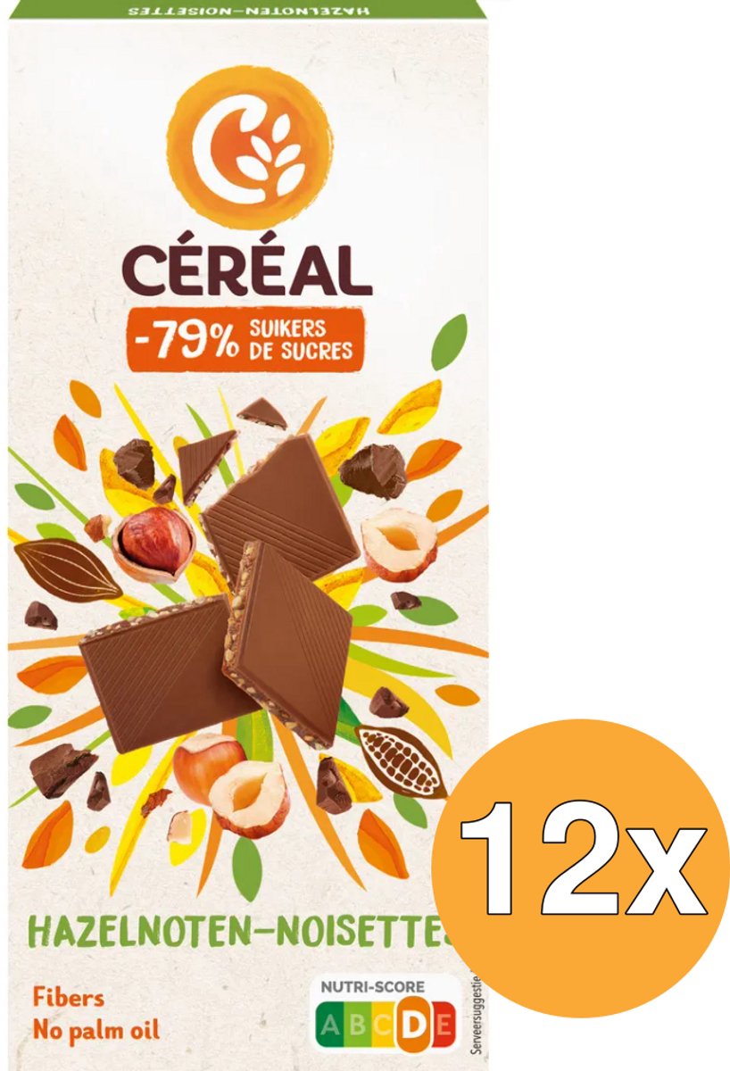 12x Céréal Tablet hazelnoot maltitol (80 gr)