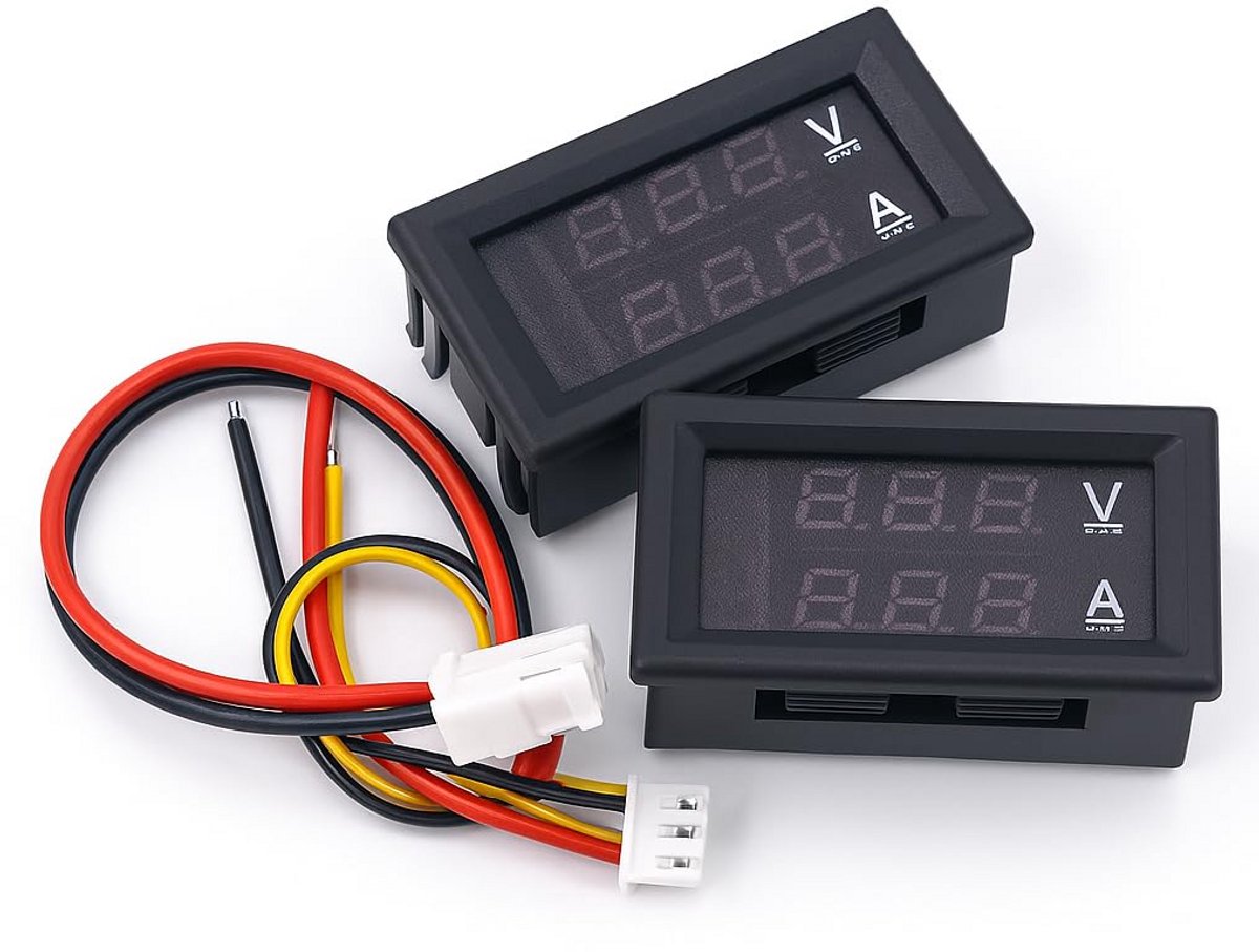 Digitale Voltmeter en Ampèremeter met Dubbel LED-Display voor DC Stroom en Spanning (2 stuks)