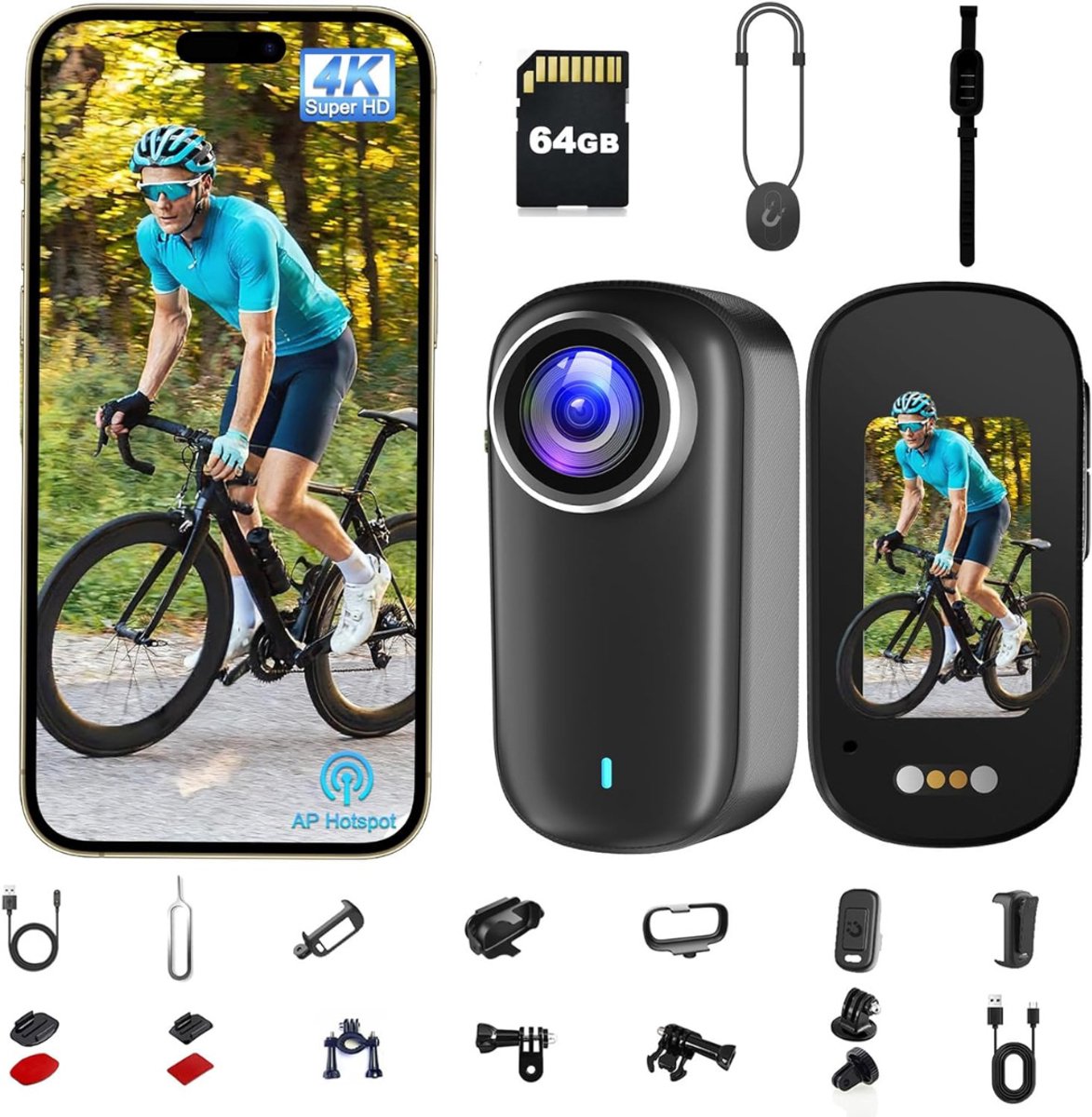 MKSS® Bodycam - Action Cam - Spycam - Bewegingsdetectie - 180º Draaibare Lens - Bodycam Politie - Full HD - Zwart