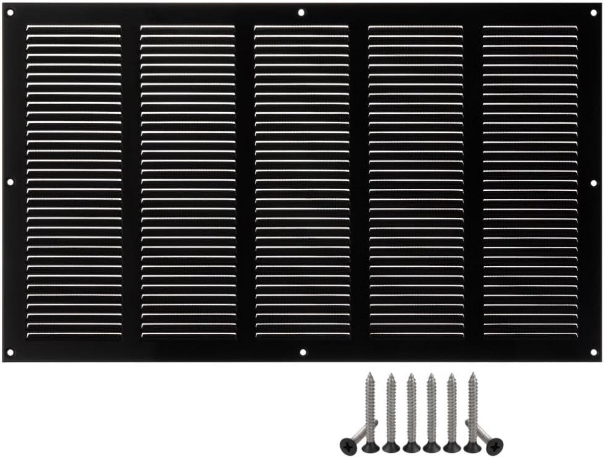 Metalen ventilatierooster 500x300mm zwart met insectenbescherming