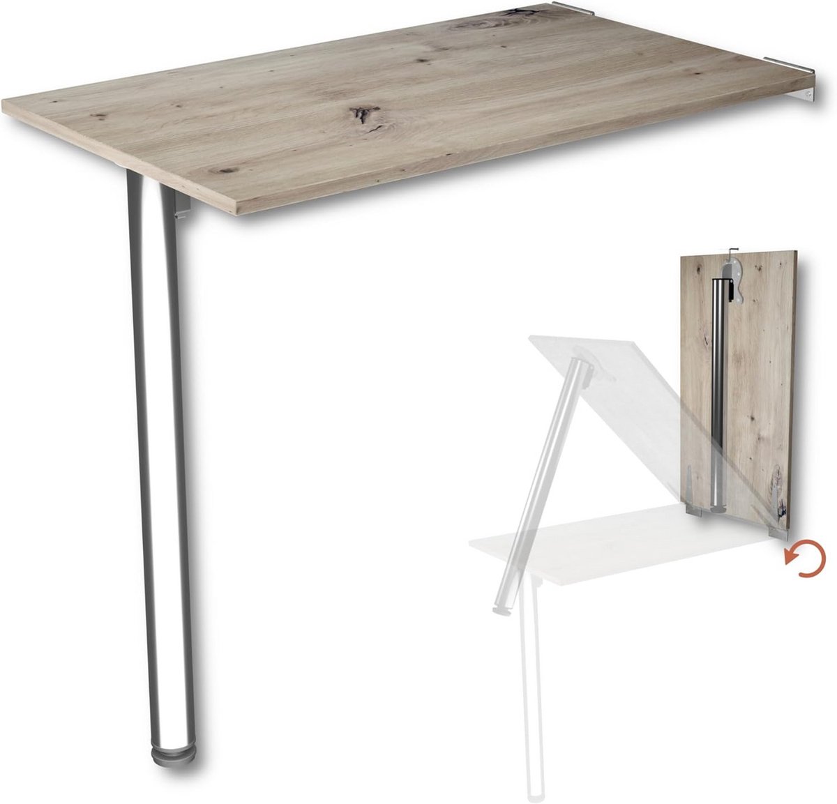 Opklapbare Wandtafel en Bureau 80x50 cm - Ruimtebesparend en Sterk