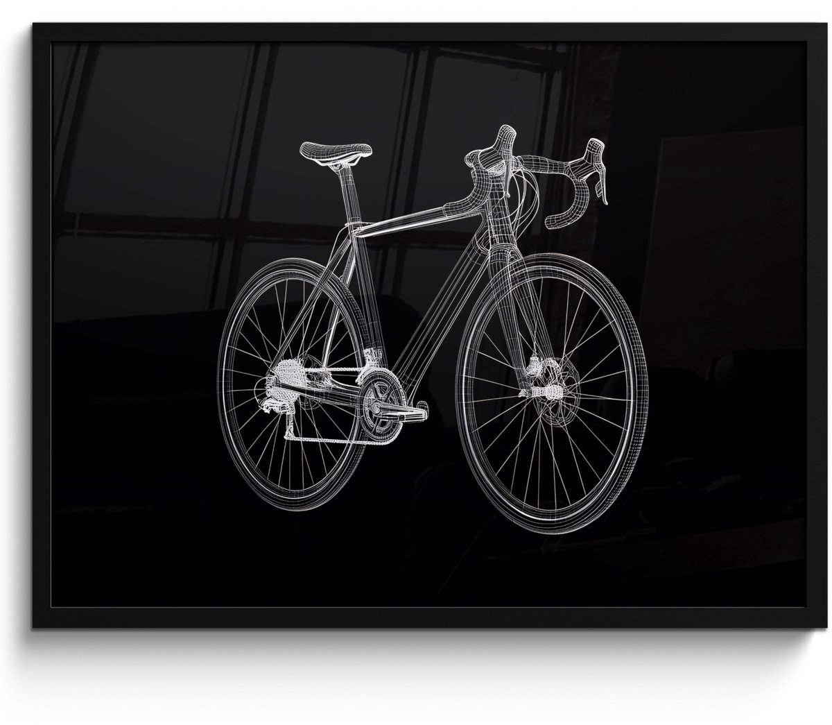FrameYourWall Poster in lijst - Fotolijst 70x50 cm - Posters - Lijnen - Illustratie - Wit - Posterlijst zwart - Decoratie - Wanddecoratie woonkamer - Muurdecoratie slaapkamer Fiets - Illustratie