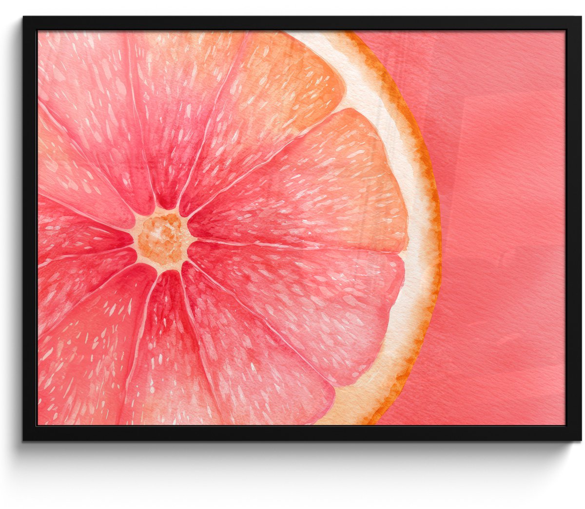 FrameYourWall Poster in lijst - Fotolijst 70x50 cm - Posters - Grapefruit - Roze - Levendig - Posterlijst zwart - Decoratie - Wanddecoratie woonkamer - Muurdecoratie slaapkamer Multicolor