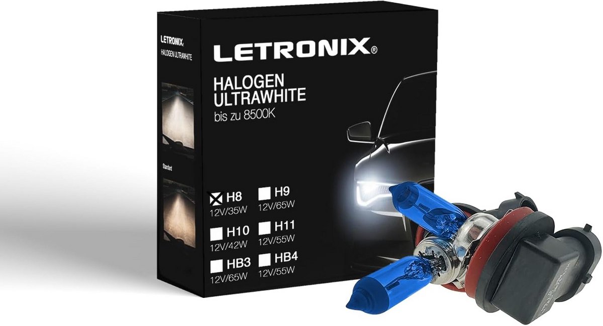 2x H8 Halogeen Lampen 12V 8500K Koud Wit Xenon Look voor Koplamp Mistlamp Grootlicht E-Keurmerk