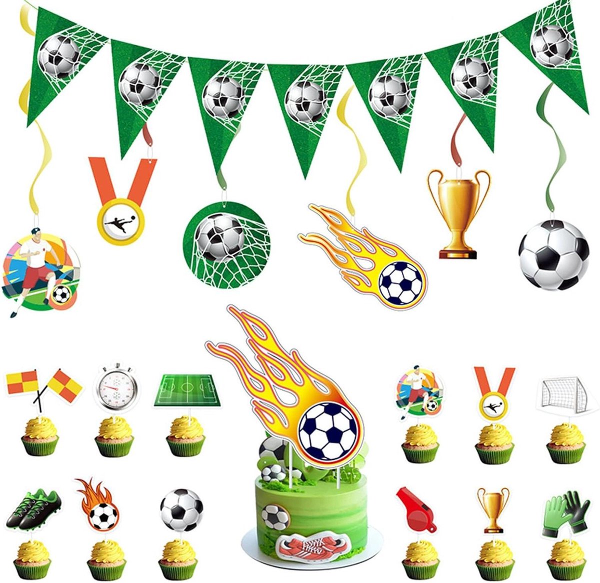 Taart Topper voor Voetbal Thema Feest - 20 stuks - Jongens Verjaardag Decoraties