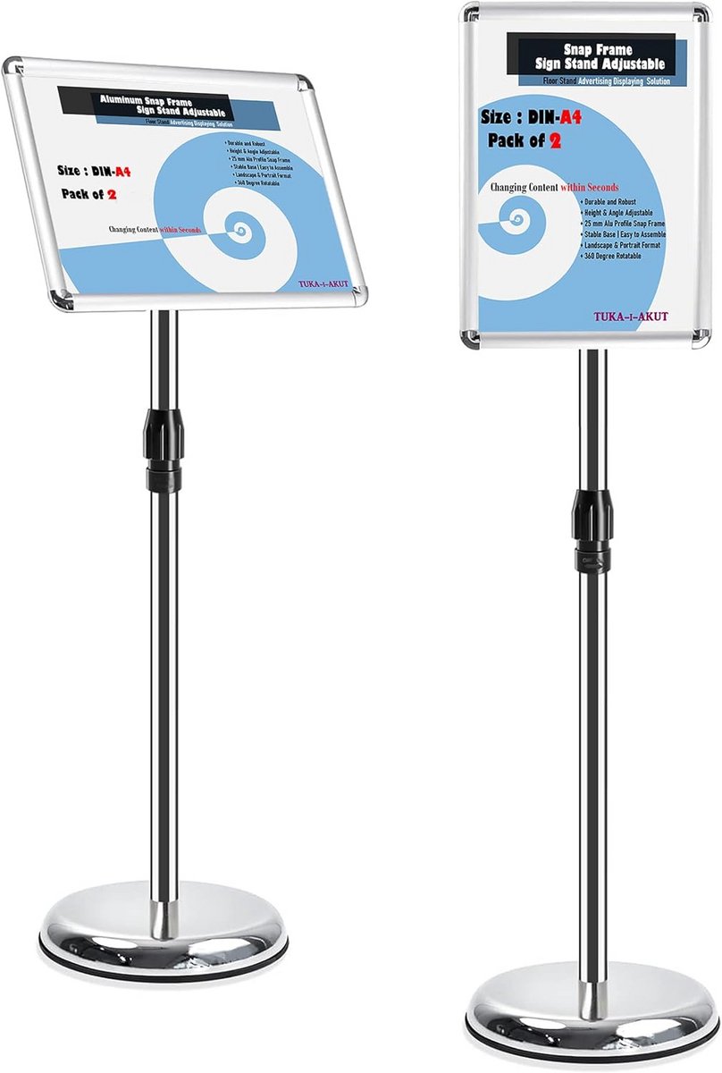 Verstelbare A4 A4-infohouder - 70-120 cm hoogteverstelling, 2 stuks