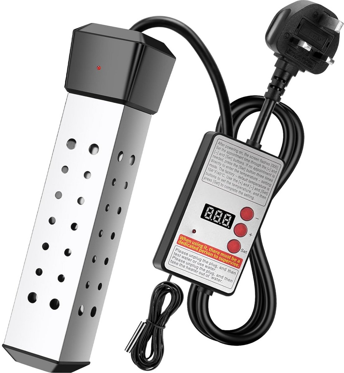 Dompel Waterkoker - Elektrische Waterverwarmer - Snel Water Verwarmen - Hittebestendige Handgreep - 2500 Watt - Zilver