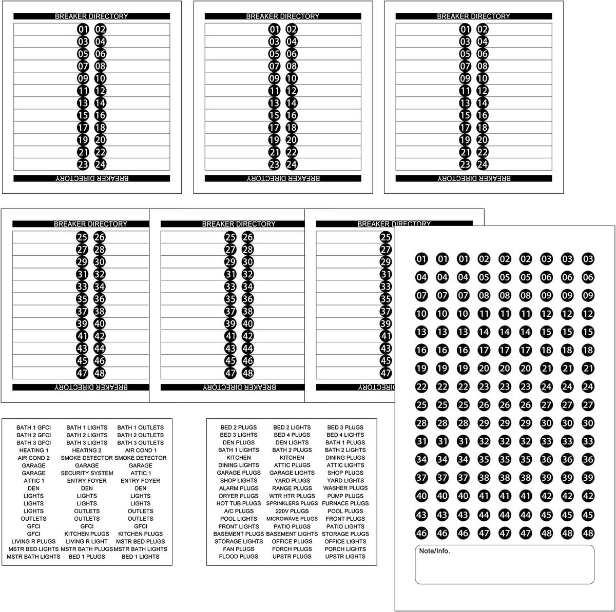 Zelfklevende Etiketten voor Elektrische Installatiepaneel en Groepenkast - Label Stickers