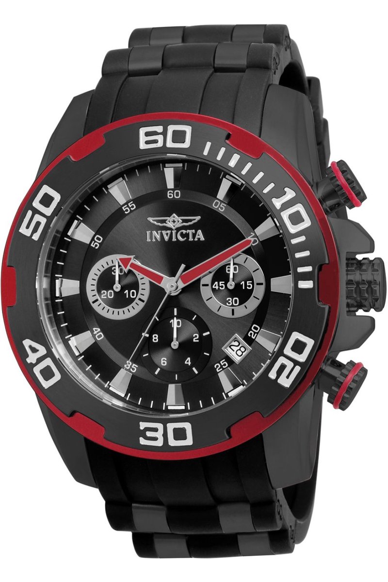 Invicta Pro Diver - SCUBA 22310 Heren Horloge - Waterdicht - Analoog - Quartz Uurwerk - Roestvrij Staal met zwarte Wijzerplaat - 50mm
