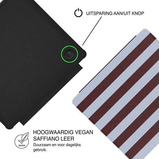 Lunso Geschikt voor Kobo Libra Colour hoesje (7 inch) - Vegan Saffiano Leren Sleep Cover - Burgundy van Merkloos — afbeelding 5