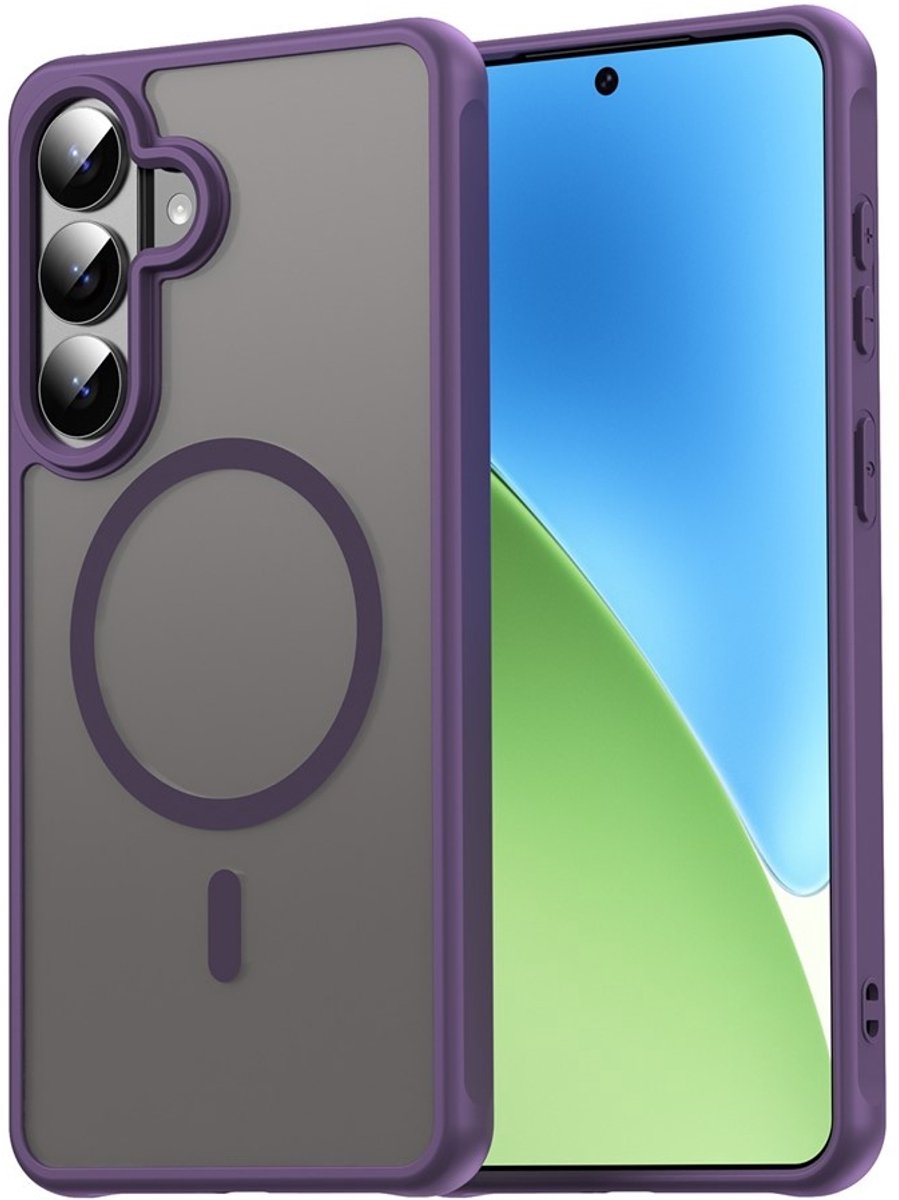 Casety Geschikt voor Samsung Galaxy S26 Plus hoesje - slanke backcover met magnetisch ondersteuning - Paars