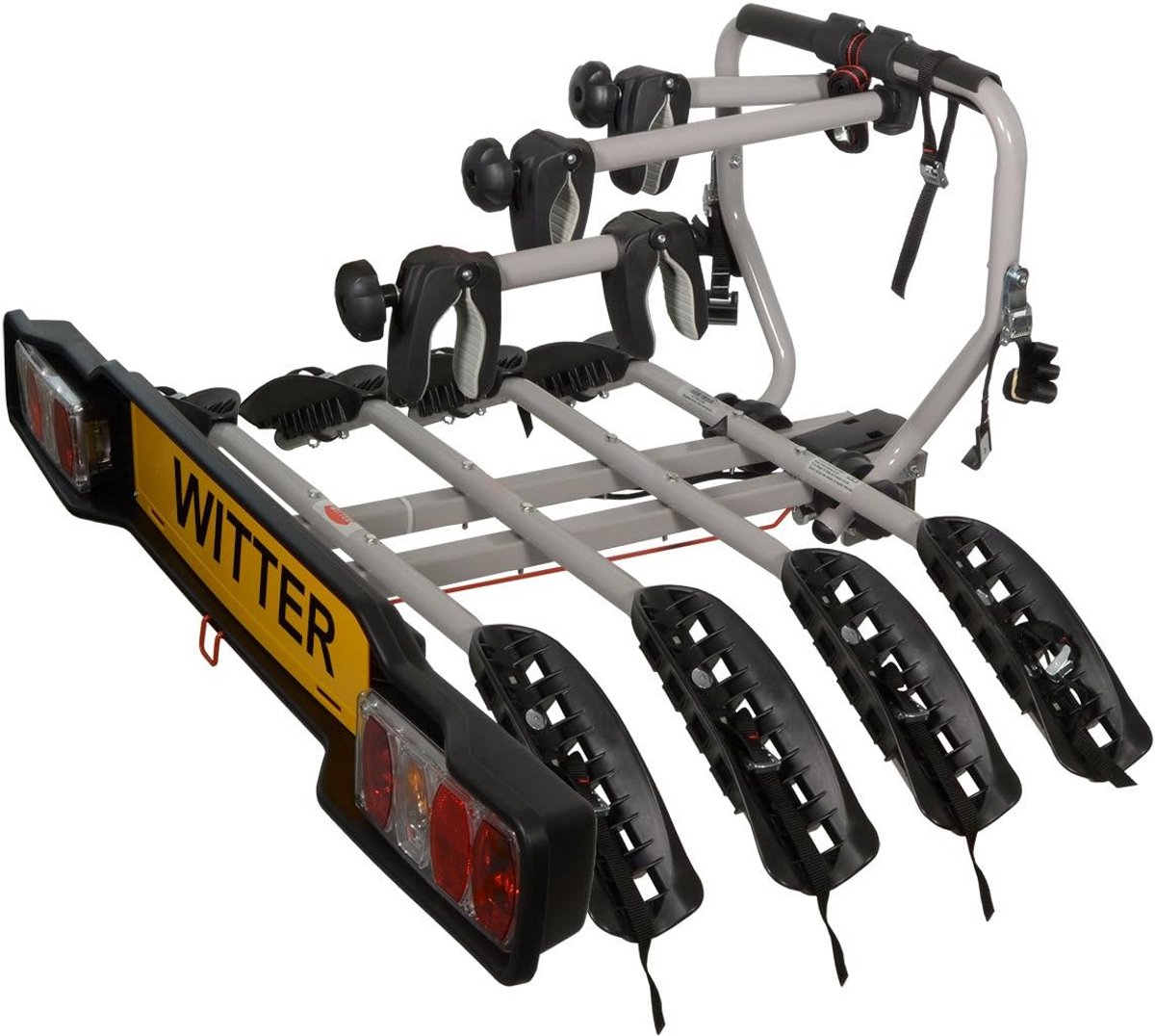 Fietsendrager Trekhaak - Fietsdrager Auto - Vervoer Vier Fietsen - Kantelbaar Met Belading - 60 kg Maximaal - Zwart Zilver