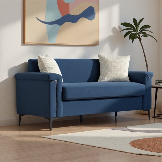 HAUSS SPOLE Sofaset - 2-Zits Zitbank - Ruimtebesparend En Comfortabel - Voor Woonkamer, Studio En Kantoor - Polyester Blauw HAUSS SPOLE Sofaset - 2-Zits Zitbank - Ruimtebesparend En Comfortabel - Voor Woonkamer, Studio En Kantoor - Polyester Blauw