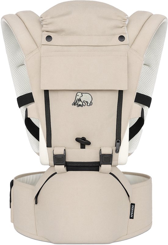 Deryan Pack Luxe Ergonomische draagzak - Babydrager + Opbergvakjes - Zand