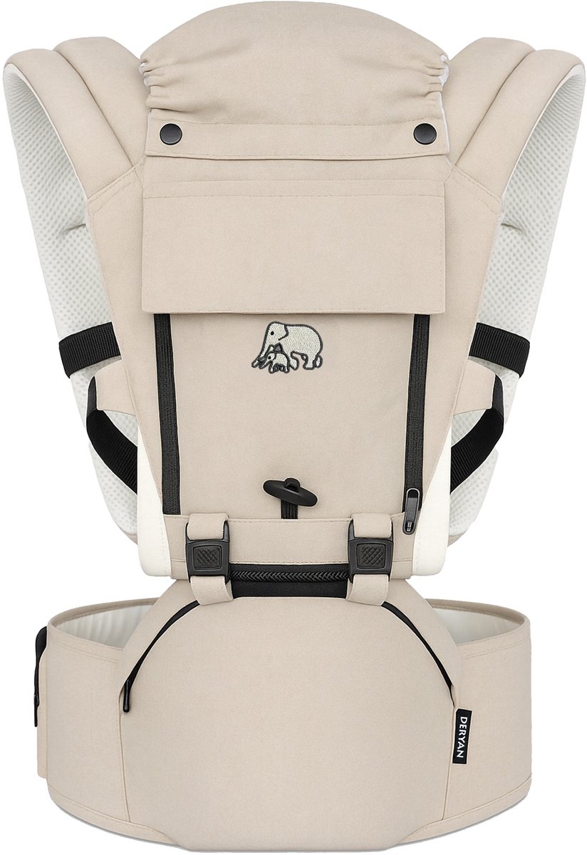 Bol.com Deryan Pack Ergonomische draagzak - Babydrager + Opbergvakjes - Zand aanbieding