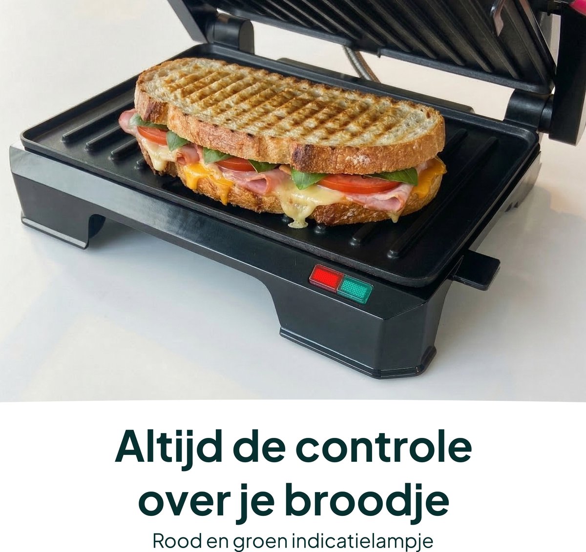 Tosti Apparaat voor 2 Tosti's - Grill IJzer - Contactgrill - Panini - Apparaten - Uitklapbaar - Vivid Green — cadeau in Kookcadeaus - foto 7