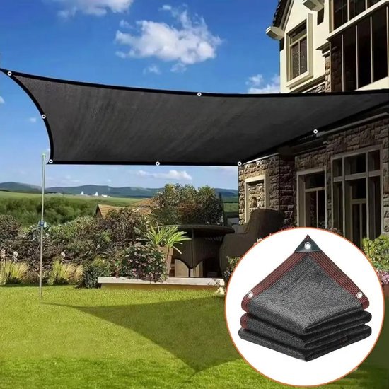 Toile d'ombrage noire, 90% occultante, convient pour les jardins et les enclos pour chiens, multifonctionnelle, toile d'ombrage avec bords perforés, convient pour les jardins, les serres et les terrasses (noir, 2x3 mètre)