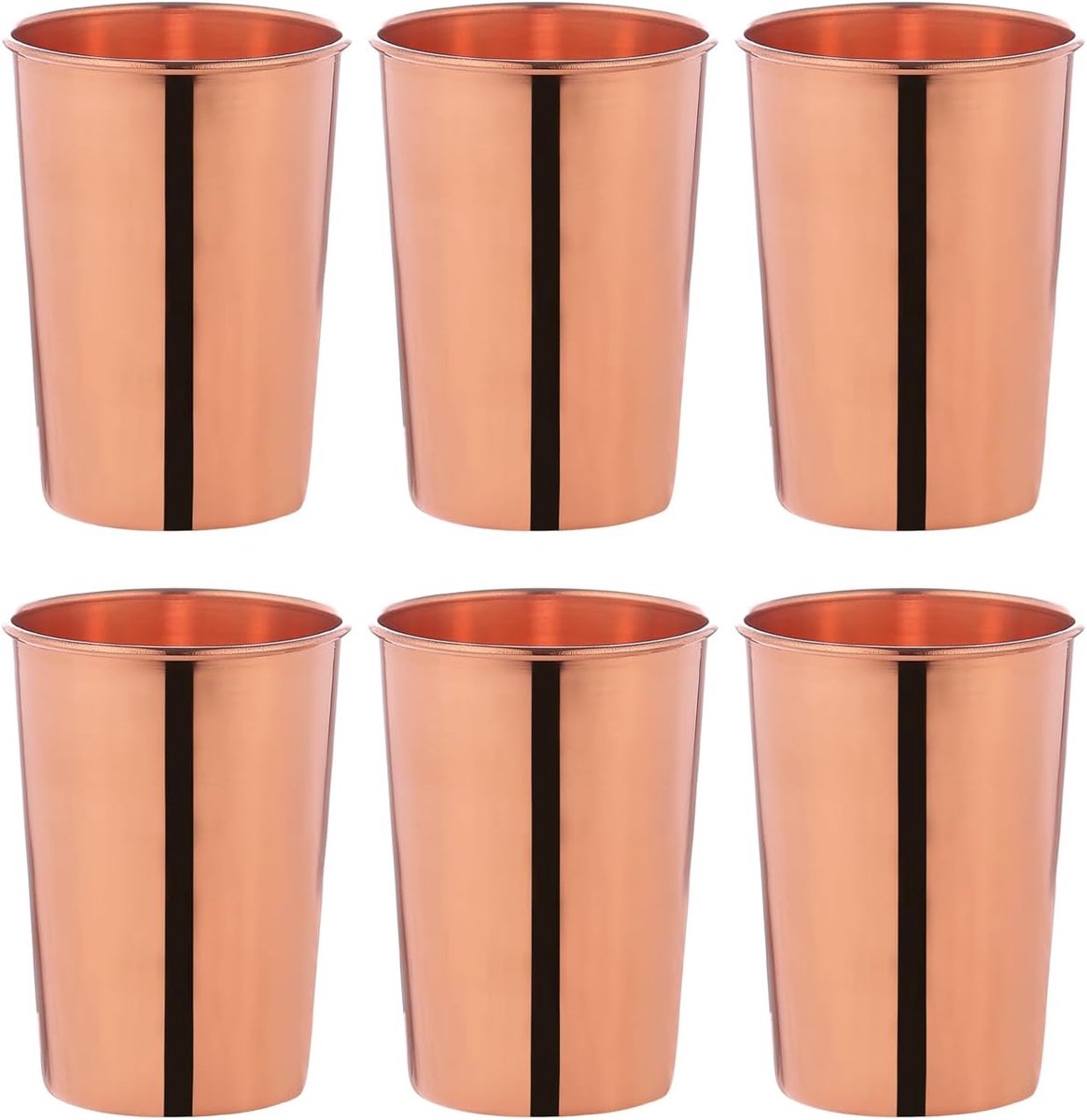 Koperen Glazen Set - Metalen Bekers - Drinken Water - Ayurvedische Methode - 350 Ml - Koper
