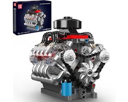 Techniek V8 Motor - Bouwblokken Model - Creatief Bouwen - Gedetailleerd Ontwerp - 15.4 x 13.7 cm - Zwart